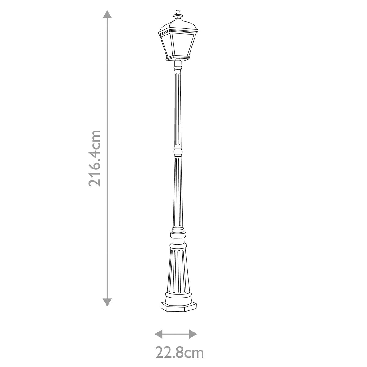 Bayview 1 Light Medium/Large Pillar Lantern - Black IP44 E27