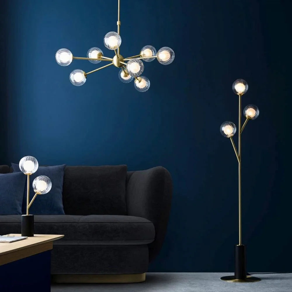 Muscovy 9Lt Multi-Arm Pendants - Satin Brass