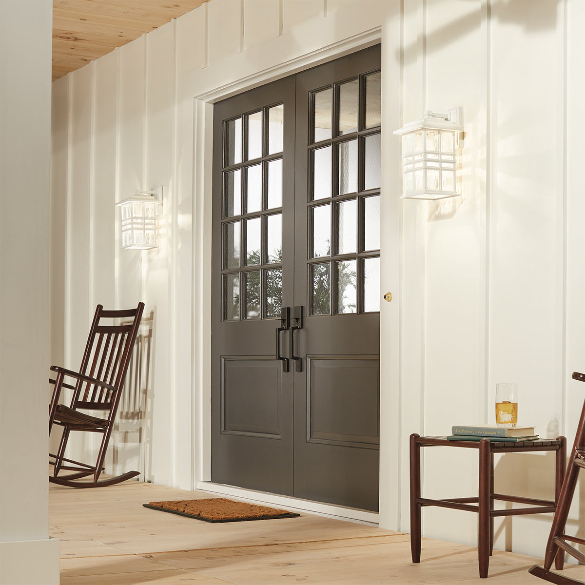 Beacon Square Medium Wall Lantern – White Finish