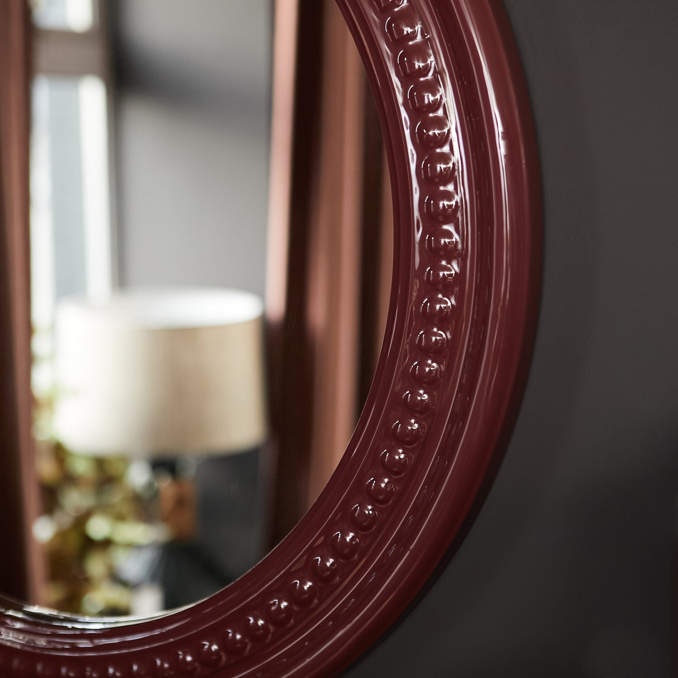 Rowan Beaded Mirror- Burgundy/ Green/ Teal Finishes