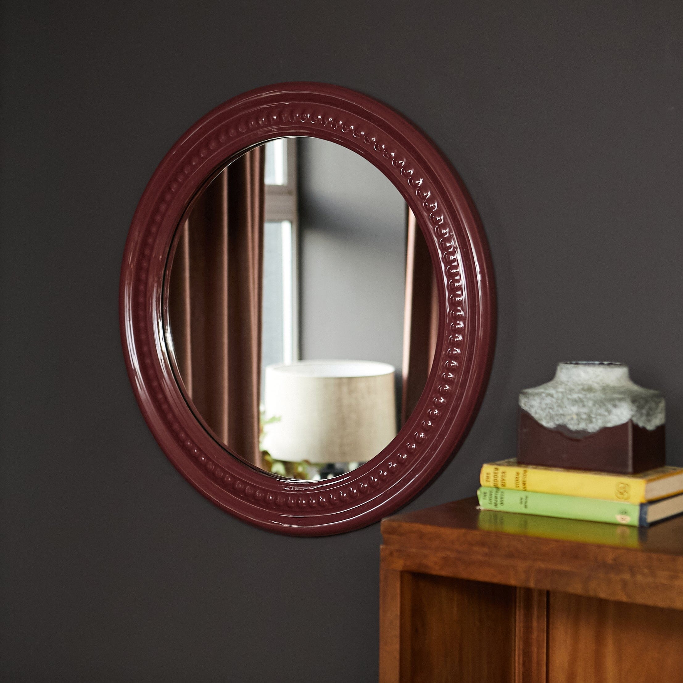Rowan Beaded Mirror- Burgundy/ Green/ Teal Finishes