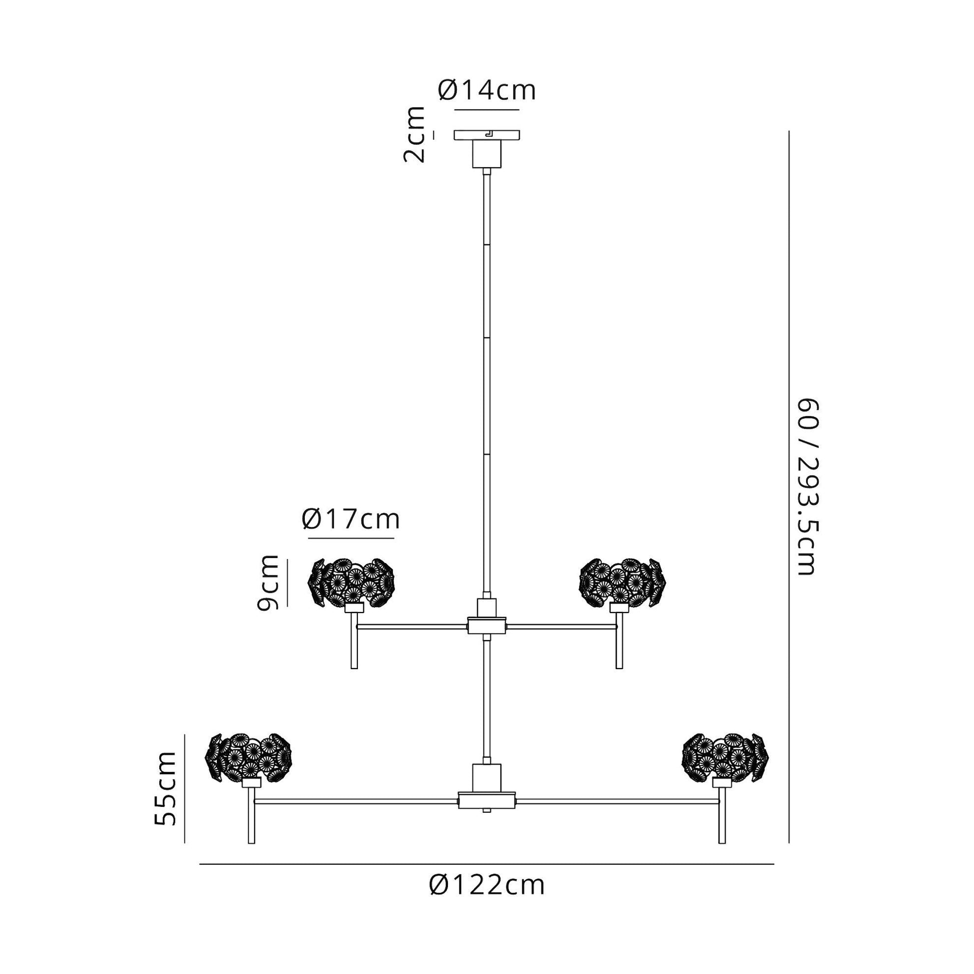 Cassis/Sophia 20 Light G9 2-Tier Light With Polished Chrome And Crystal Shade