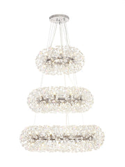 Sophia 3 Tier Pendant 58 Light G9 French Chrome/Gold/Crystal, Item Weight: 30.2kg