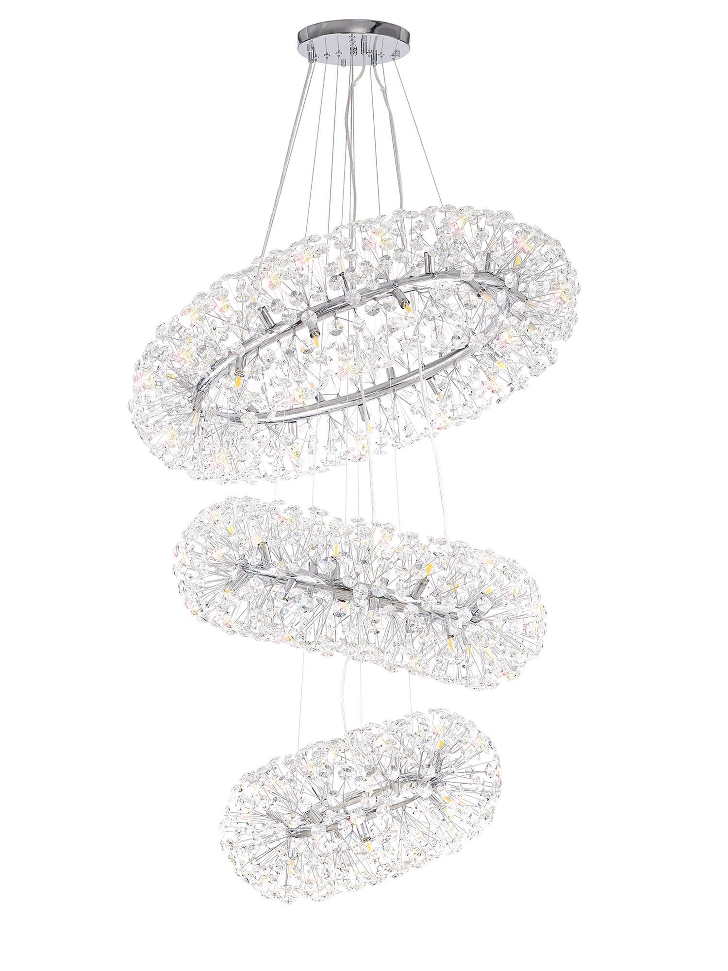 Sophia 3 Tier Pendant 58 Light G9 French Chrome/Gold/Crystal, Item Weight: 30.2kg