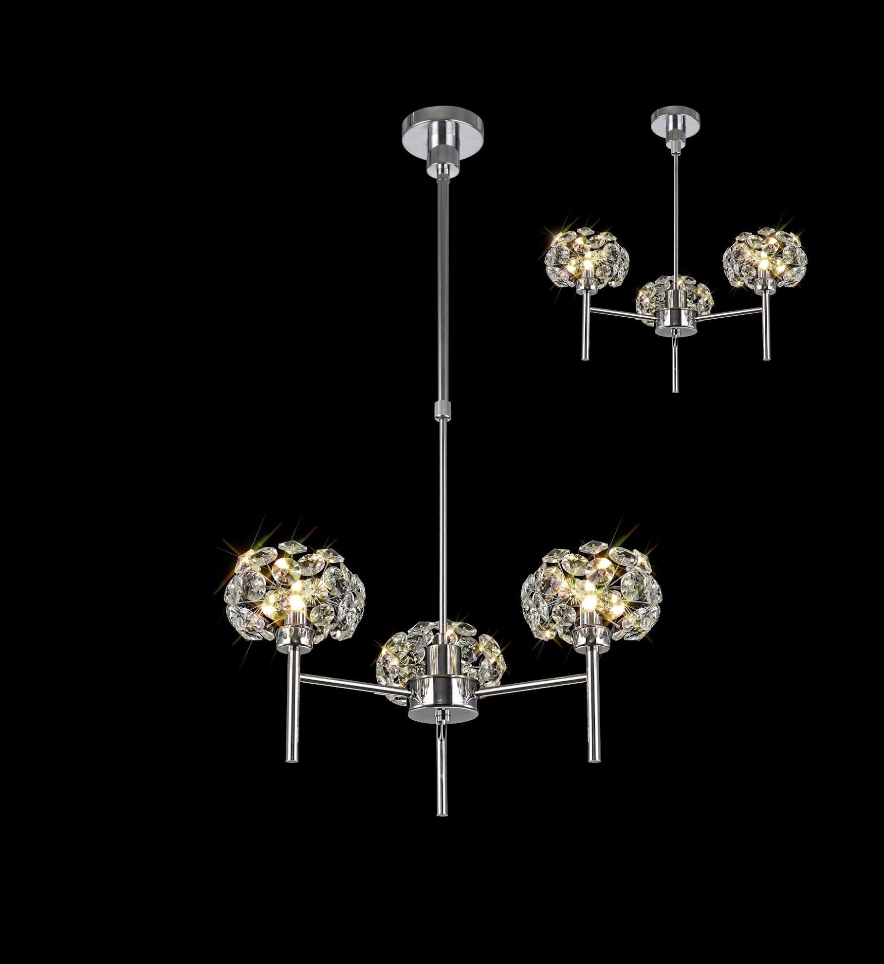 Cassis/Sophia 3 Light G9 Telescopic Light With Polished Chrome And Crystal Shade
