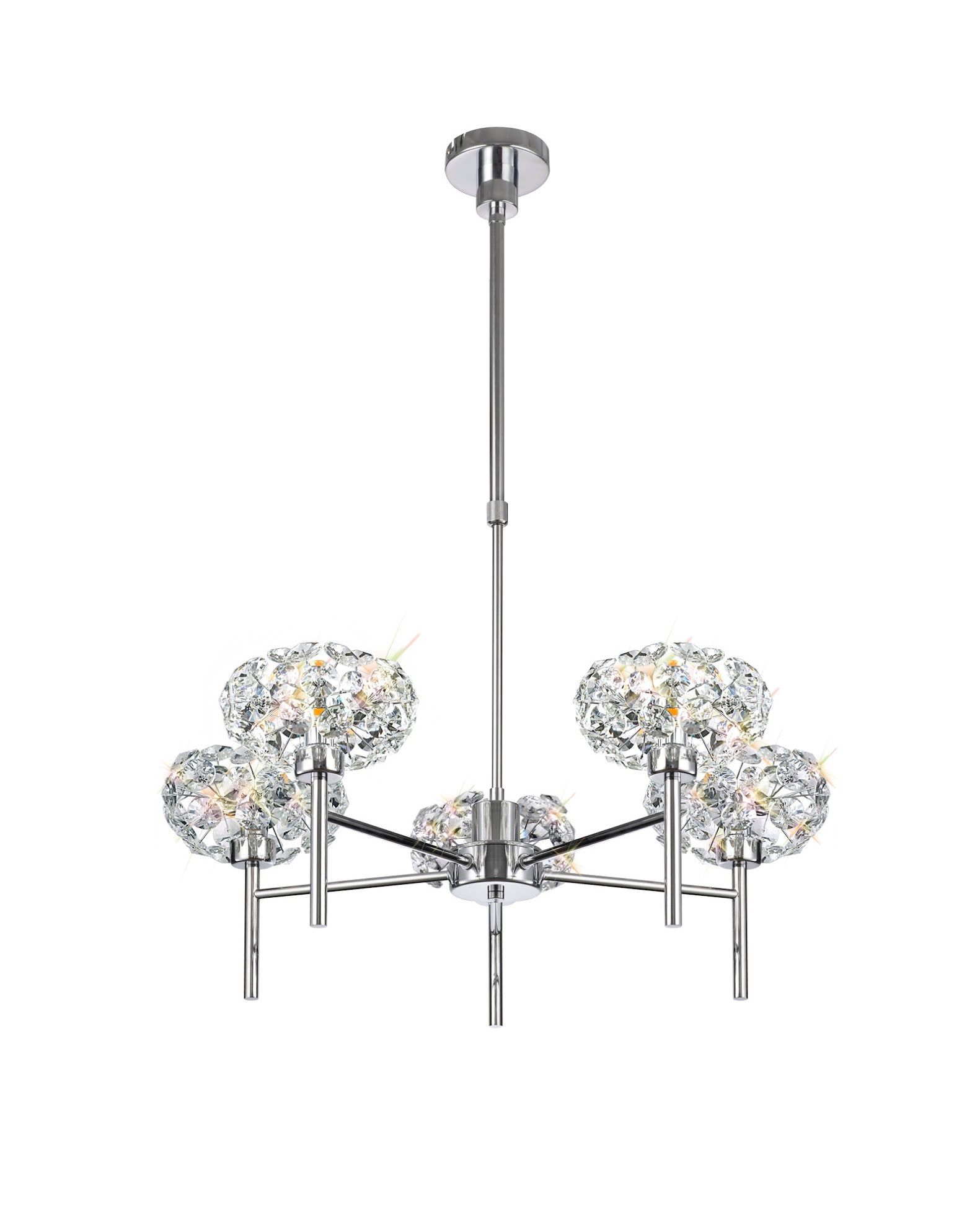 Cassis/Sophia 5 Light G9 Telescopic Light With Polished Chrome And Crystal Shade