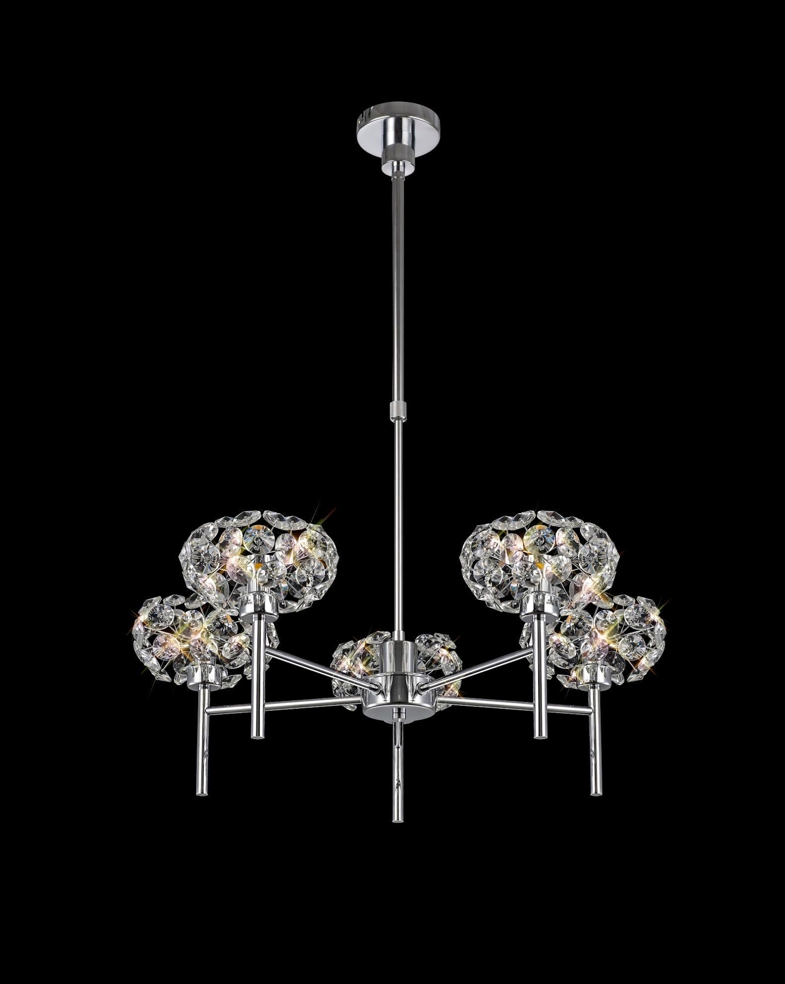 Cassis/Sophia 5 Light G9 Telescopic Light With Polished Chrome And Crystal Shade