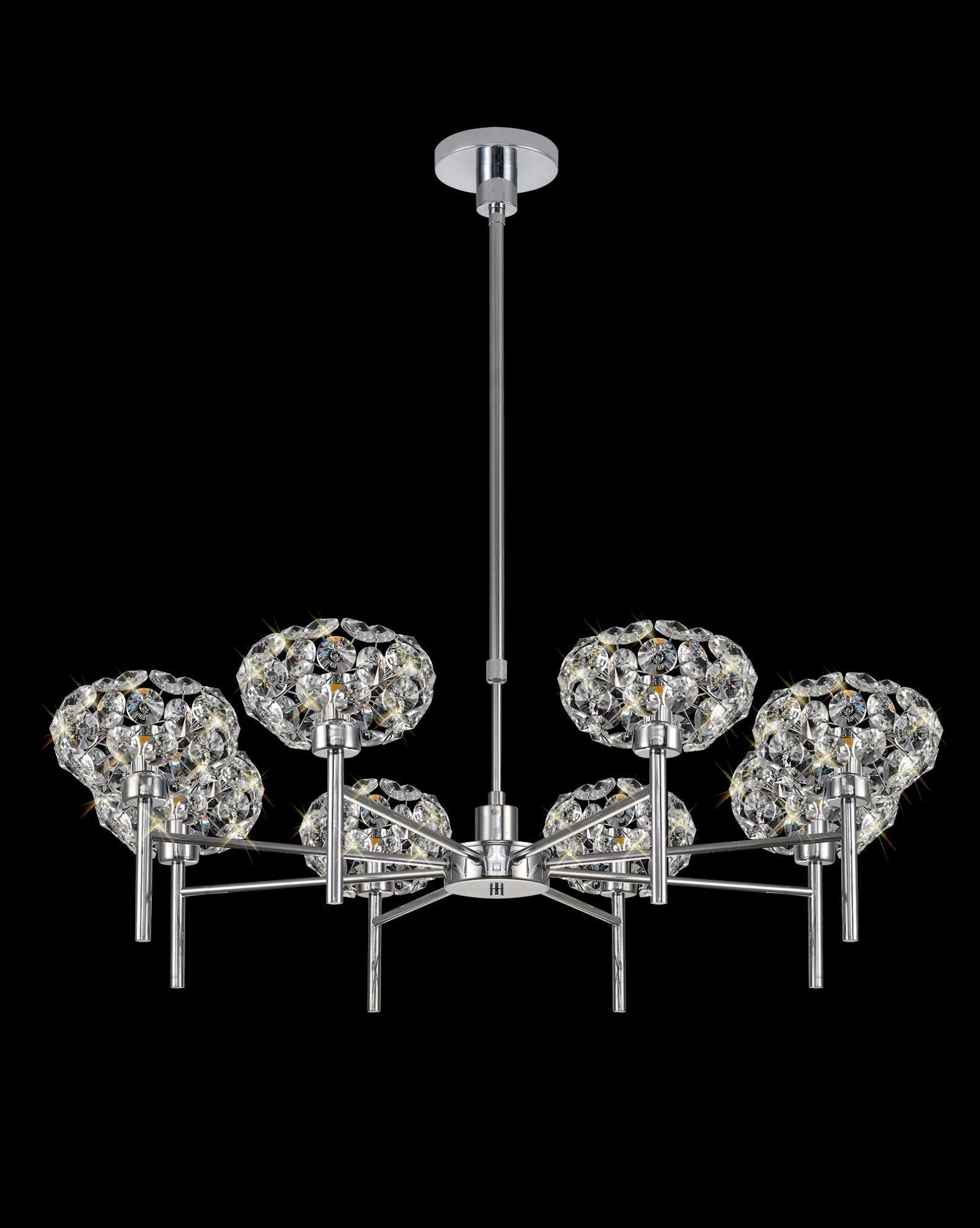 Cassis/Sophia 8 Light G9 Telescopic Light With Polished Chrome And Crystal Shade