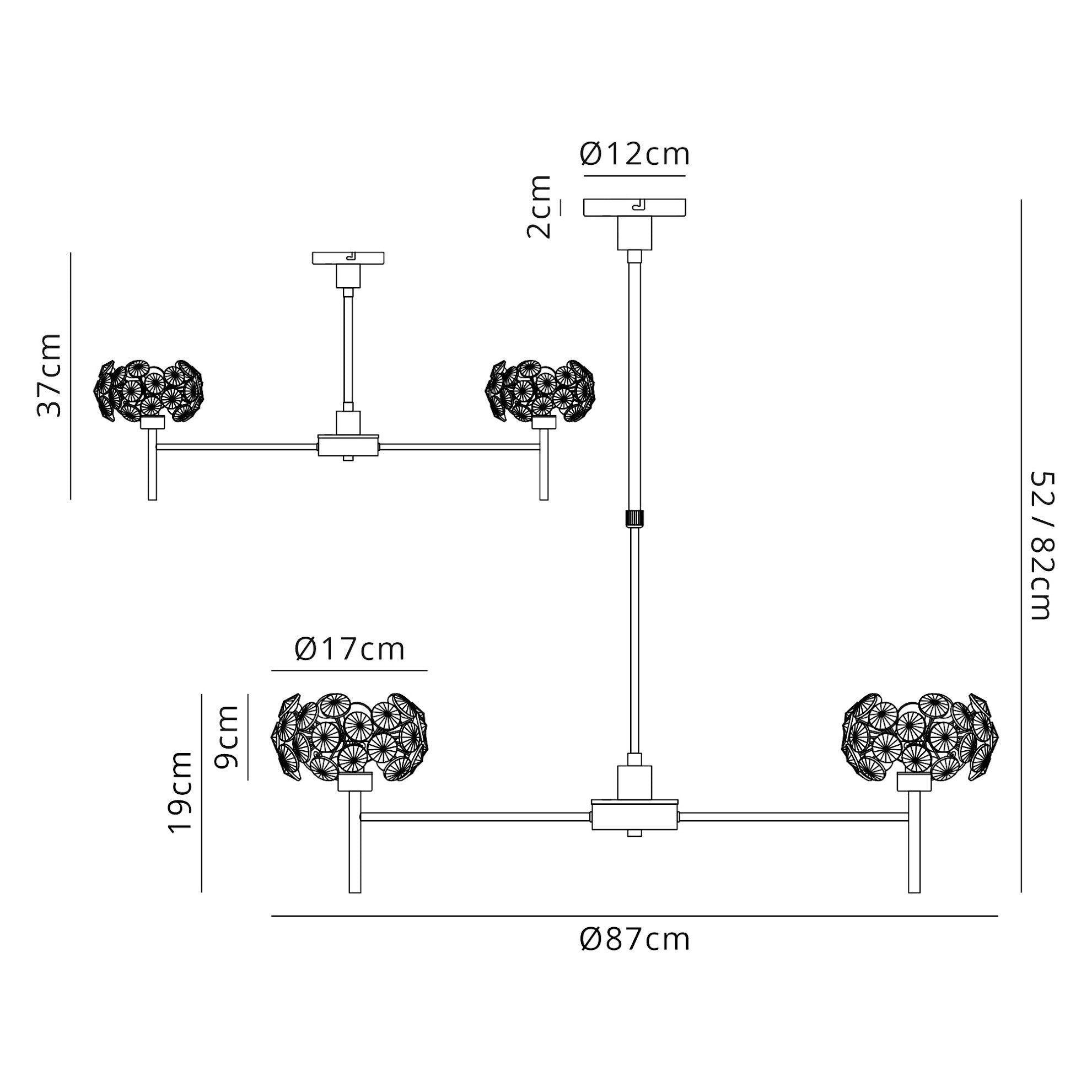 Cassis/Sophia 8 Light G9 Telescopic Light With Polished Chrome And Crystal Shade