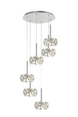 Cassis/Sophia 6 Light G9 2.5m Round Multiple Pendant With Polished Chrome And Crystal Shade