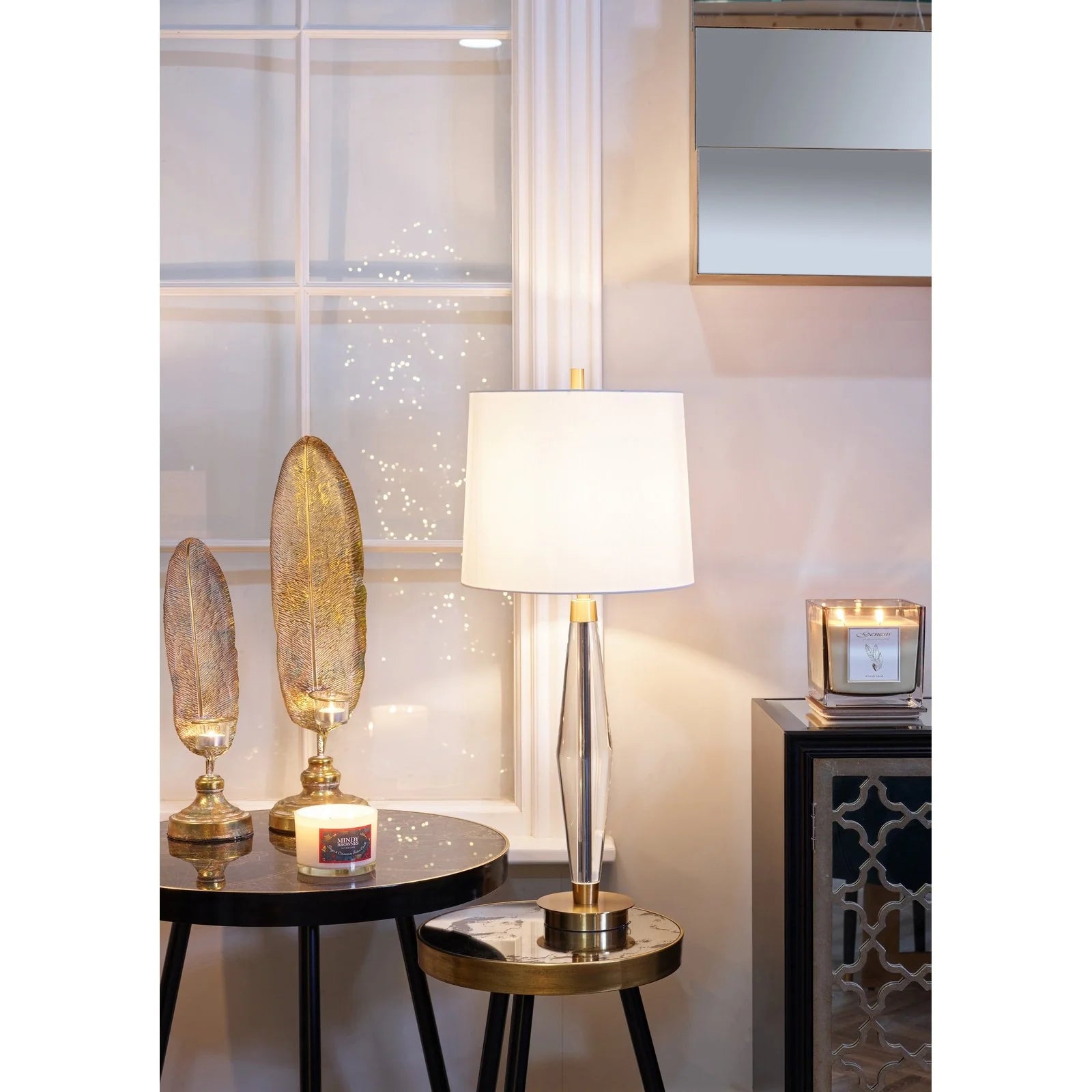 Bellatrix Side Table - Mirrored Top Table with Gold Finish