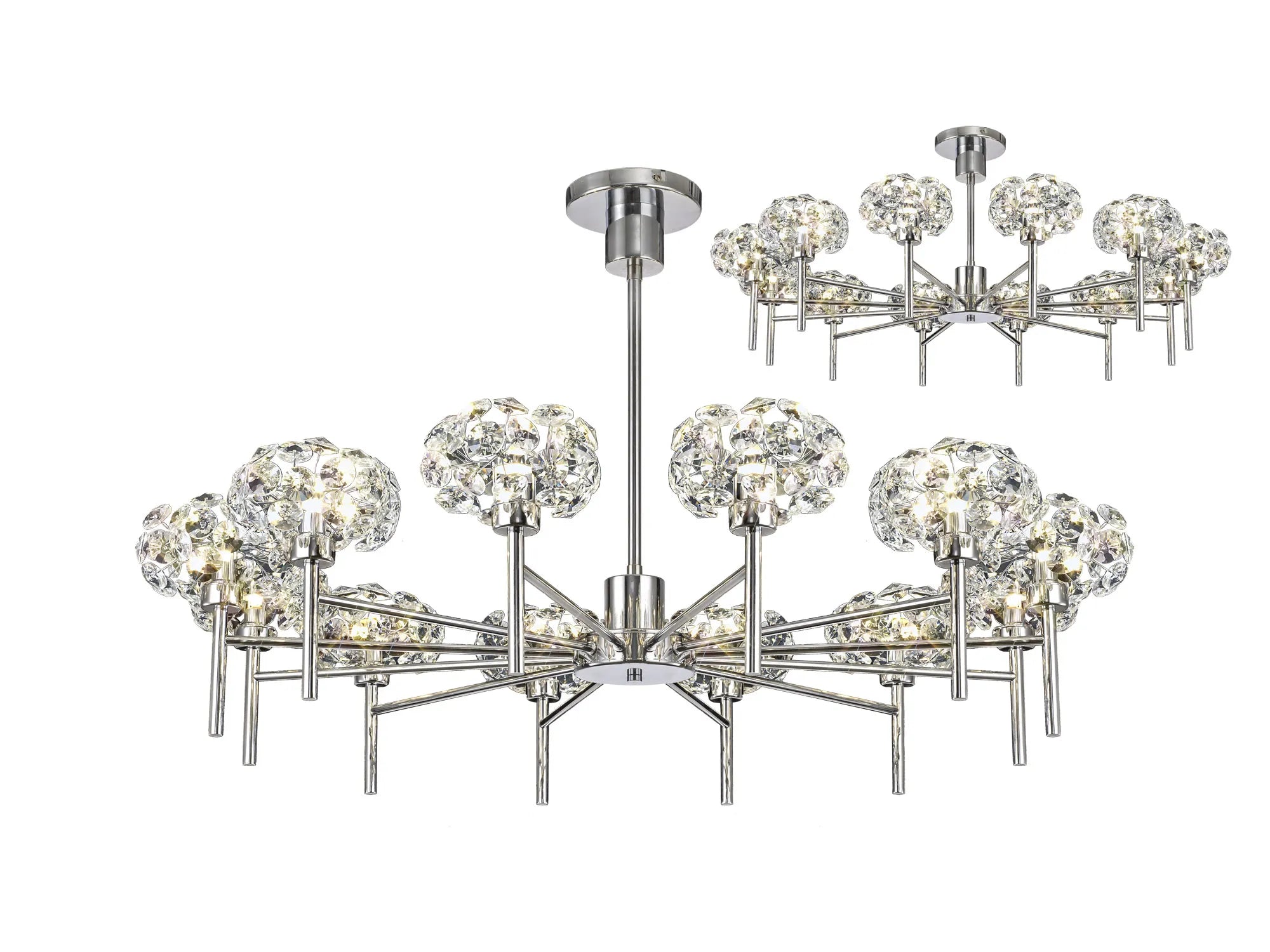 Bellagio 12 Light G9 Telescopic Light With Polished Chrome And Crystal Shade