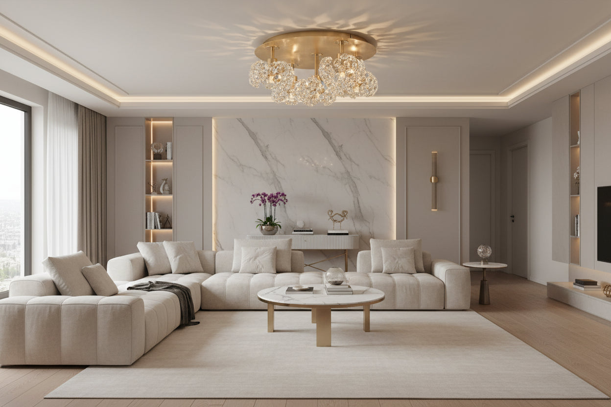 Sophia 3/5/13Lt Flush Ceiling Light- Gold/ Chrome/ Black Finishes