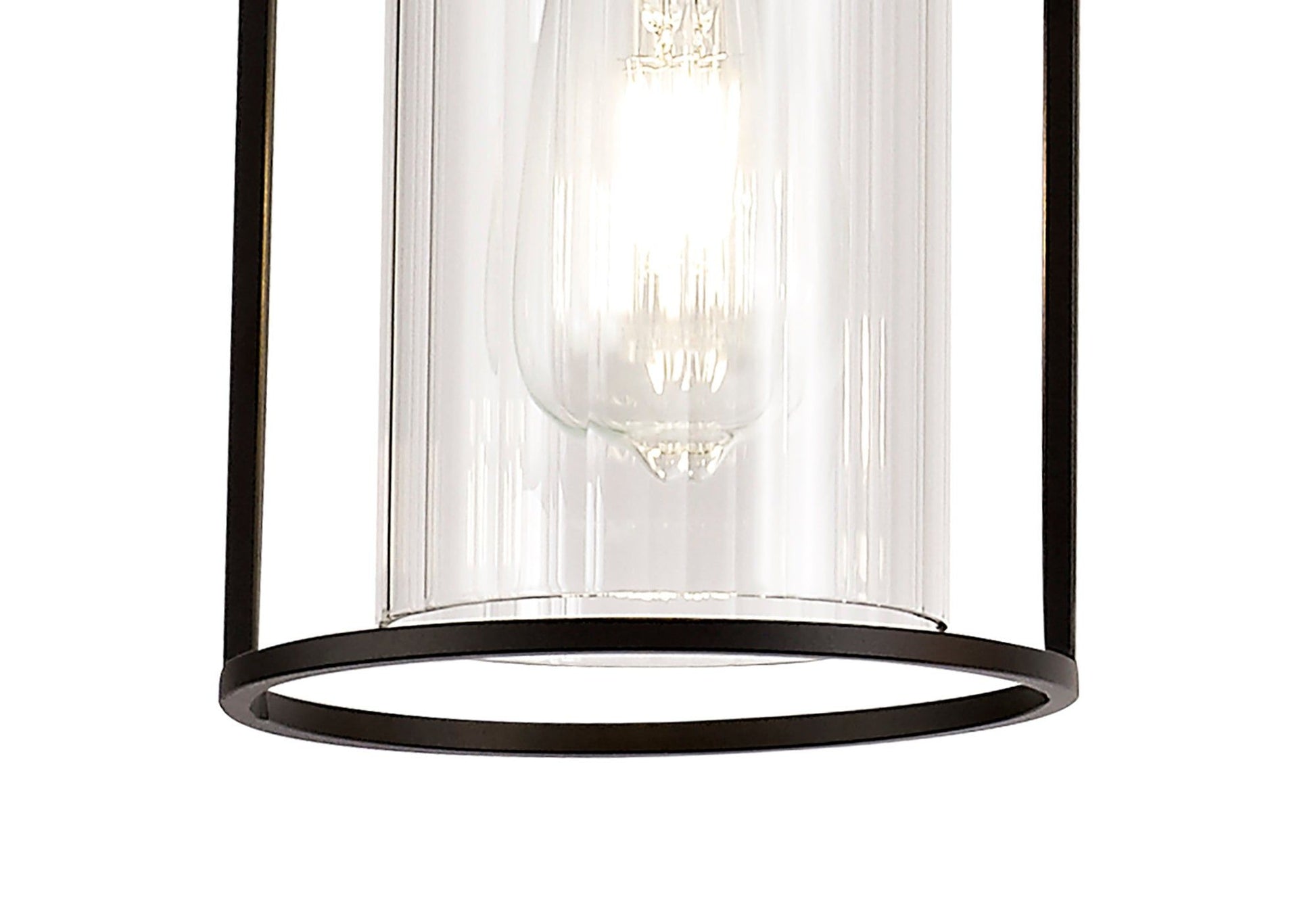 Beres Linear Pendant, 3 Light E27, Black/Clear Glass