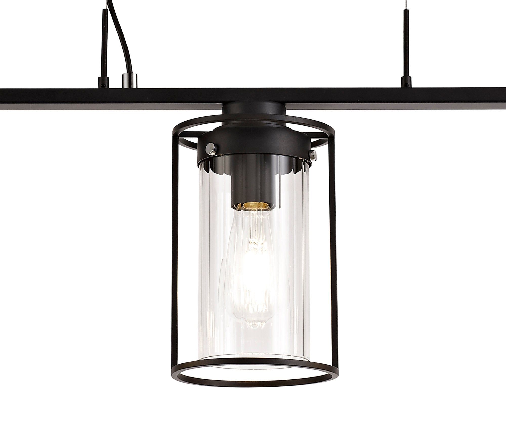 Beres Linear Pendant, 3 Light E27, Black/Clear Glass