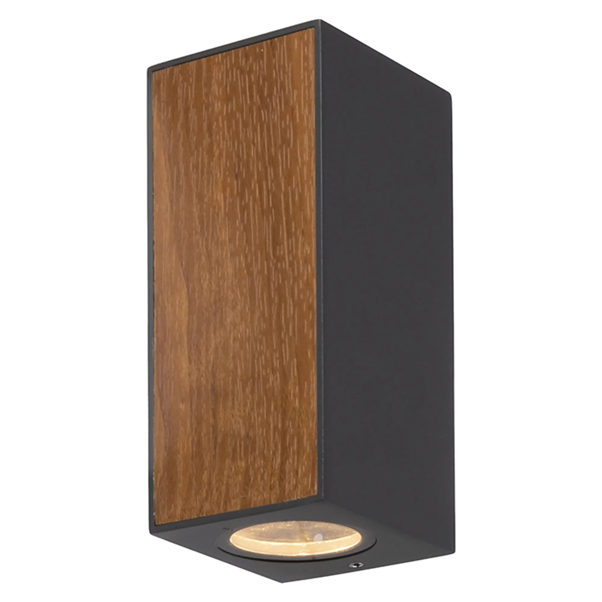Beret IP54 Up/Down Wall Lamp - Graphite & Wood Effect