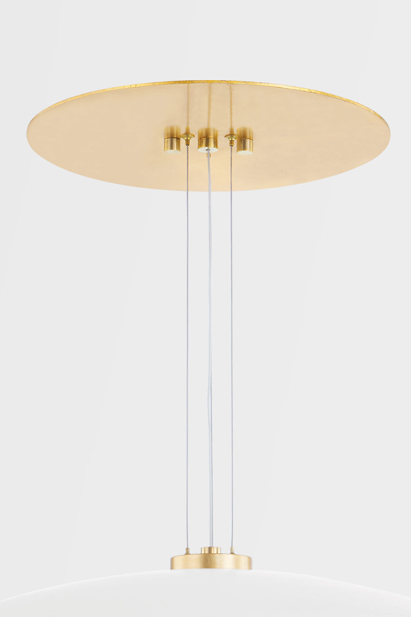 Brim LED Single Pendant - White & Gold
