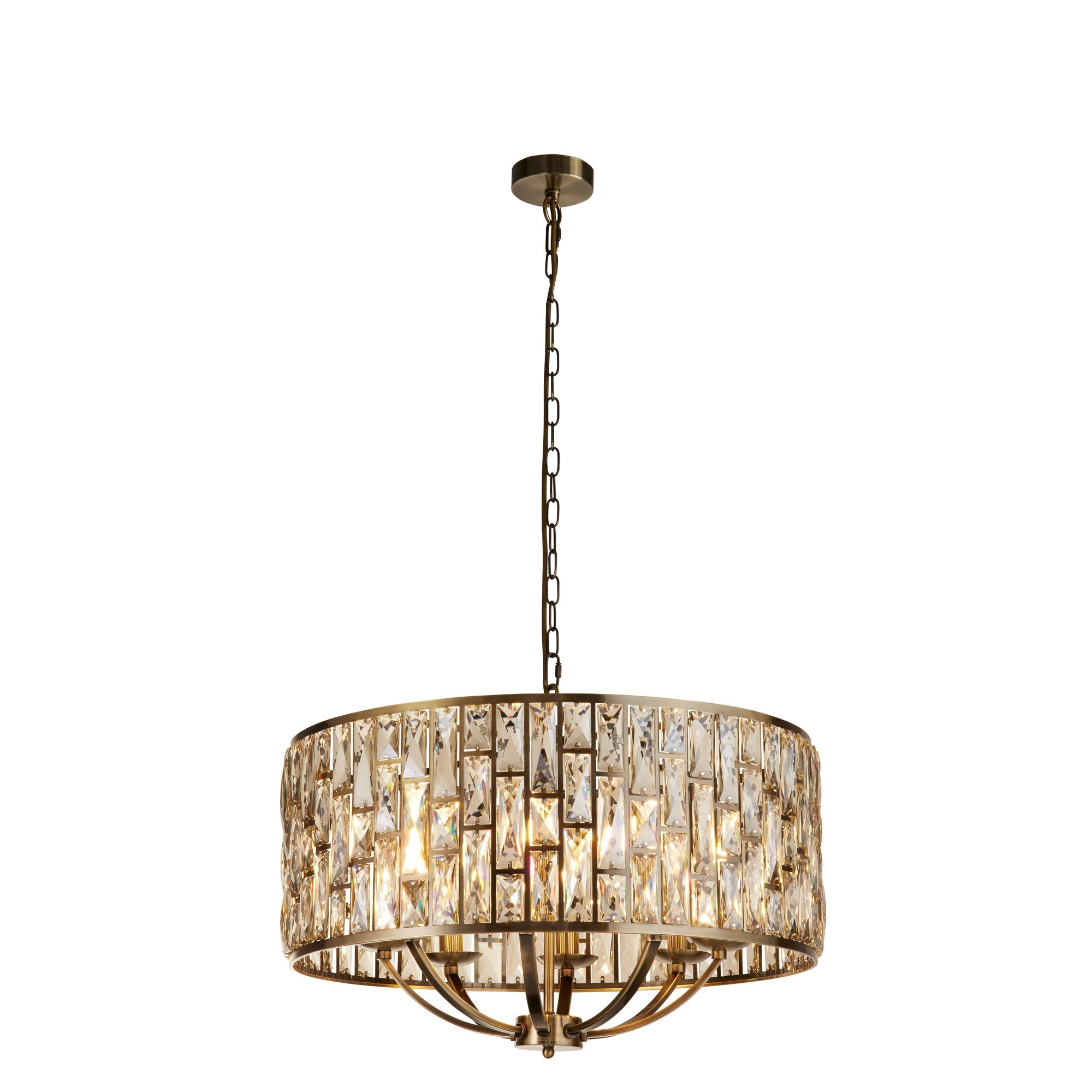 Bijou 1/3/5/8Lt Dimmable Pendant  - Chrome & Crystal/ Brass & Champagne