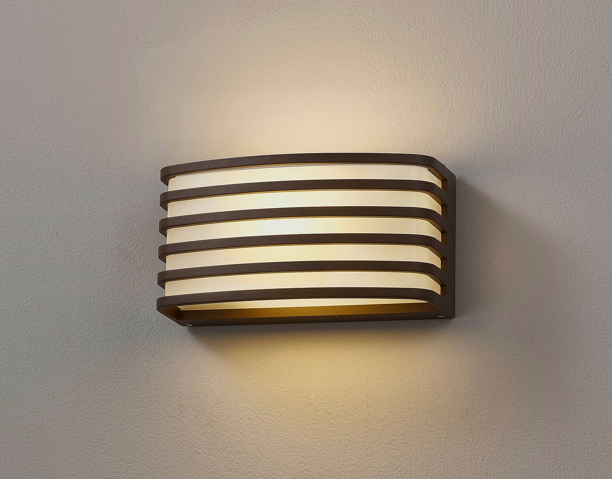 Bilbao Outdoor Wall Light, 1 x E27, IP54, Anthracite/Matt Black/Matt Brown & Opal PC Shade, 2yrs Warranty