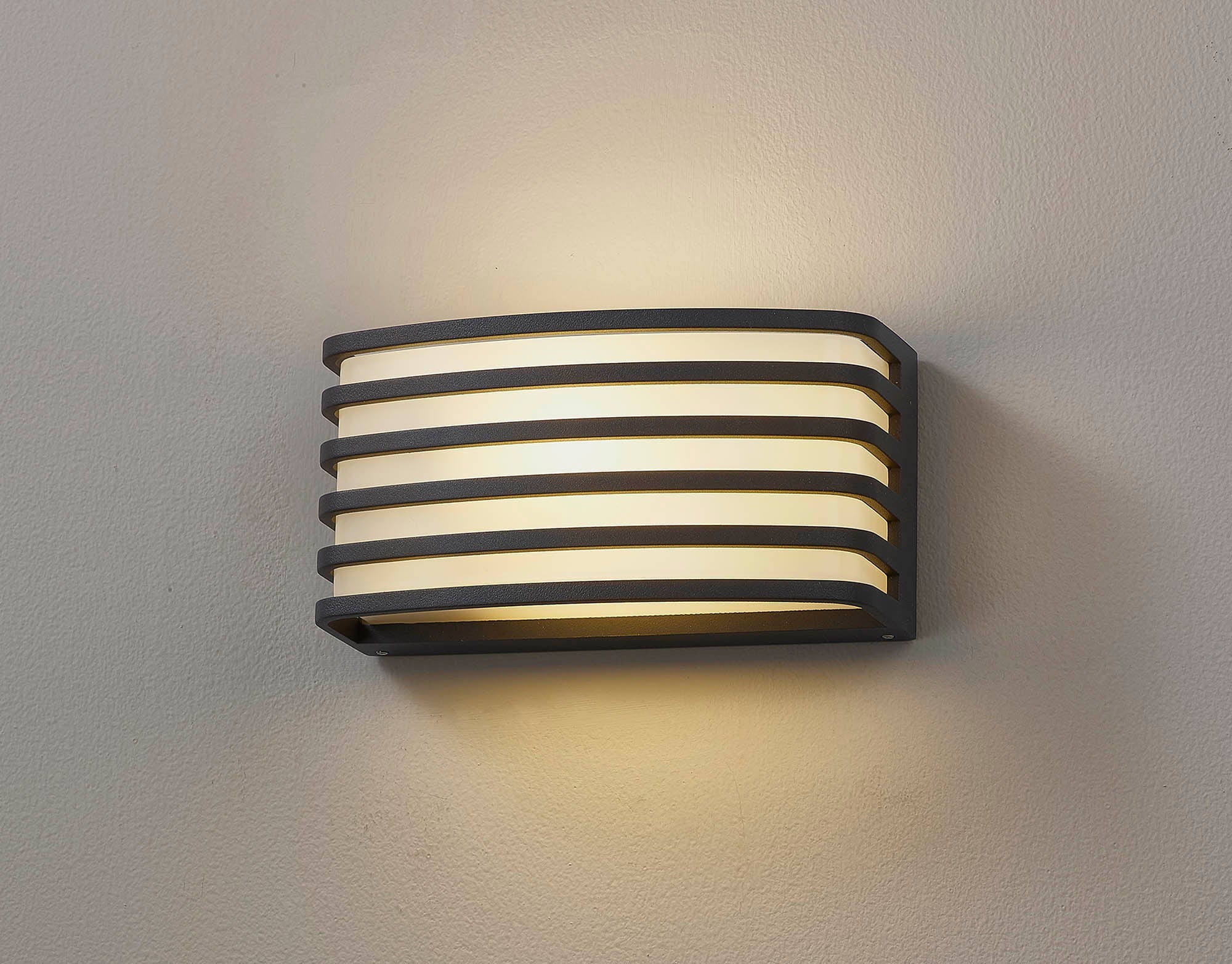 Bilbao Outdoor Wall Light, 1 x E27, IP54, Anthracite/Matt Black/Matt Brown & Opal PC Shade, 2yrs Warranty