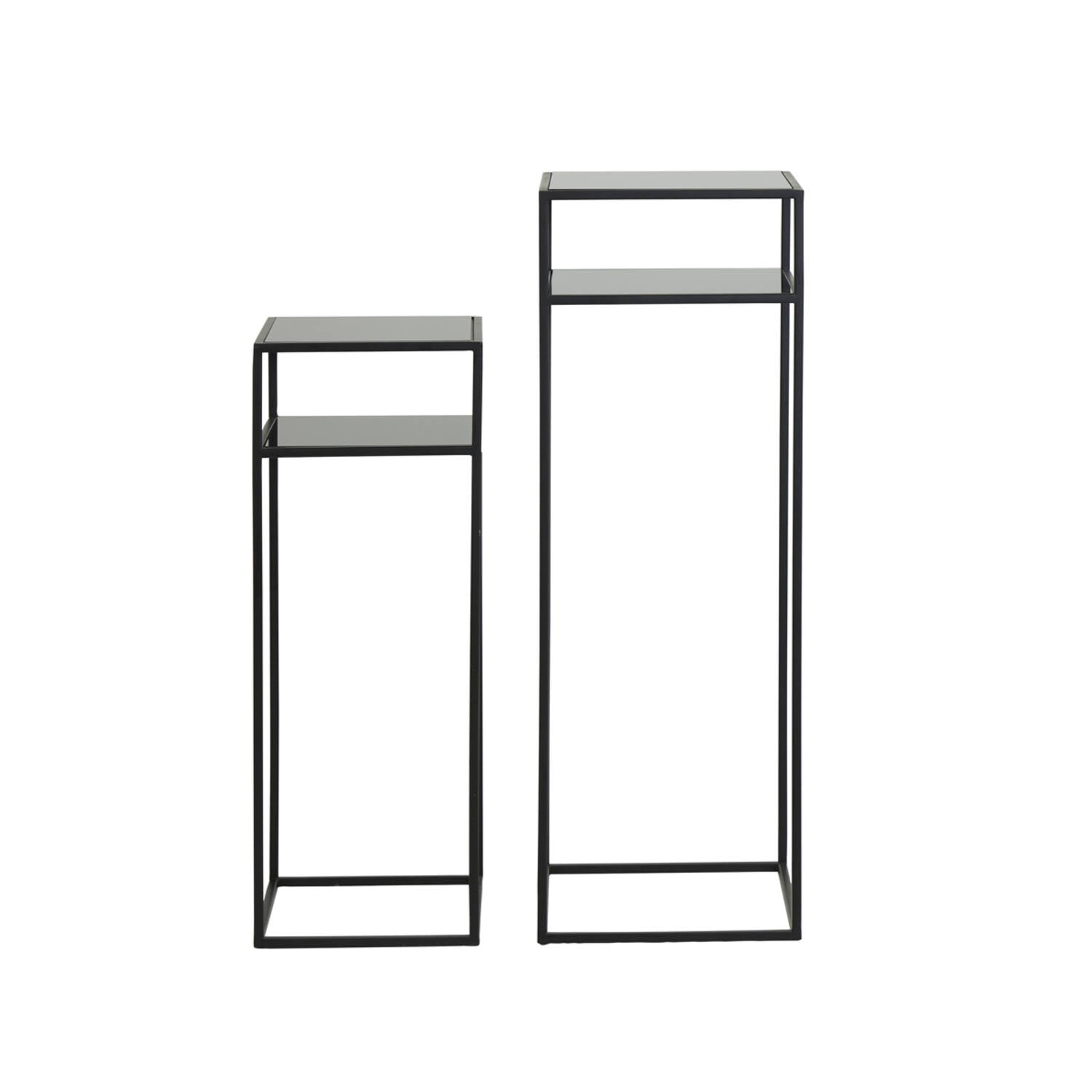 Bilo Pillar Side Tables (Set of 2) - Matt Black Finish