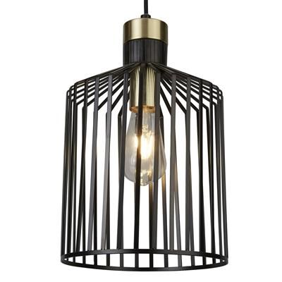 Bird Cage Ceiling Pendant - Black Metal & Satin Brass Small/Medium/Large