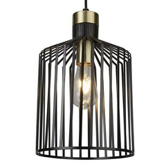 Bird Cage Ceiling Pendant - Black Metal & Satin Brass Small/Medium/Large