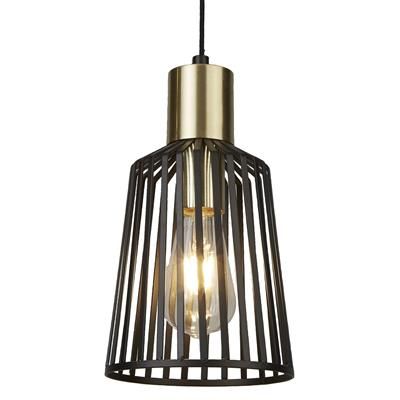 Bird Cage Ceiling Pendant - Black Metal & Satin Brass Small/Medium/Large