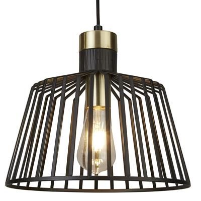 Bird Cage Ceiling Pendant - Black Metal & Satin Brass Small/Medium/Large