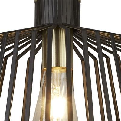 Bird Cage Ceiling Pendant - Black Metal & Satin Brass Small/Medium/Large