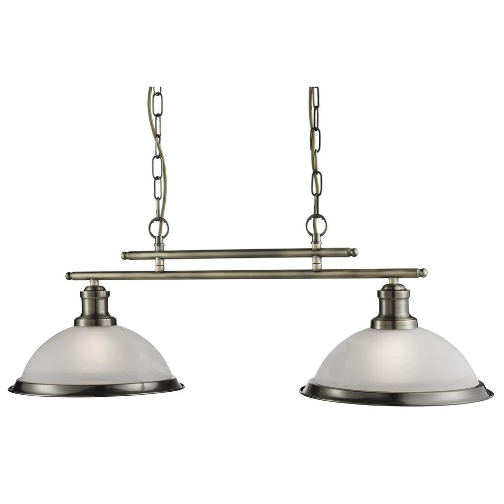 Bistro 2/3Lt Kitchen Light  - Satin Silver/Antique Brass Finish