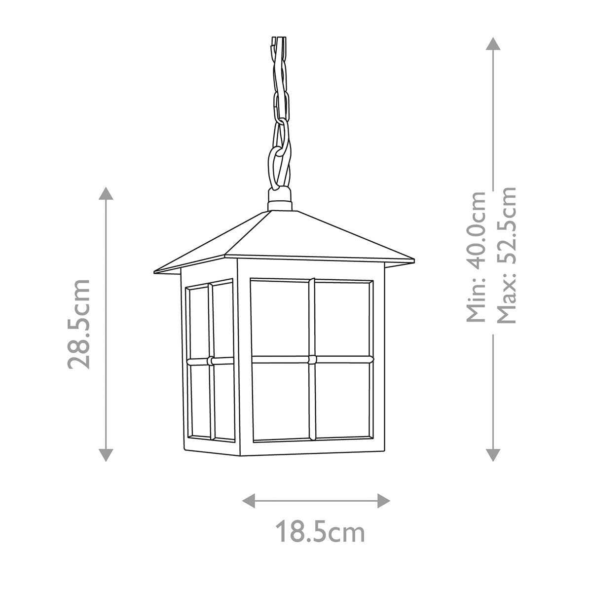 Winchester 1 Light Chain Lantern - Black IP23 E27