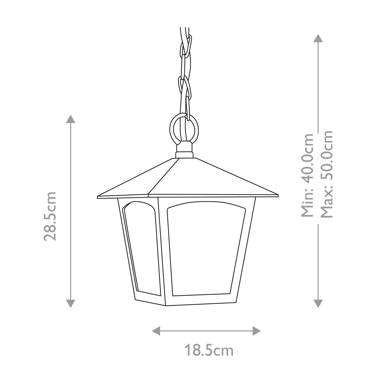 York 1 Light Porch Chain Lantern - Black IP23 E27