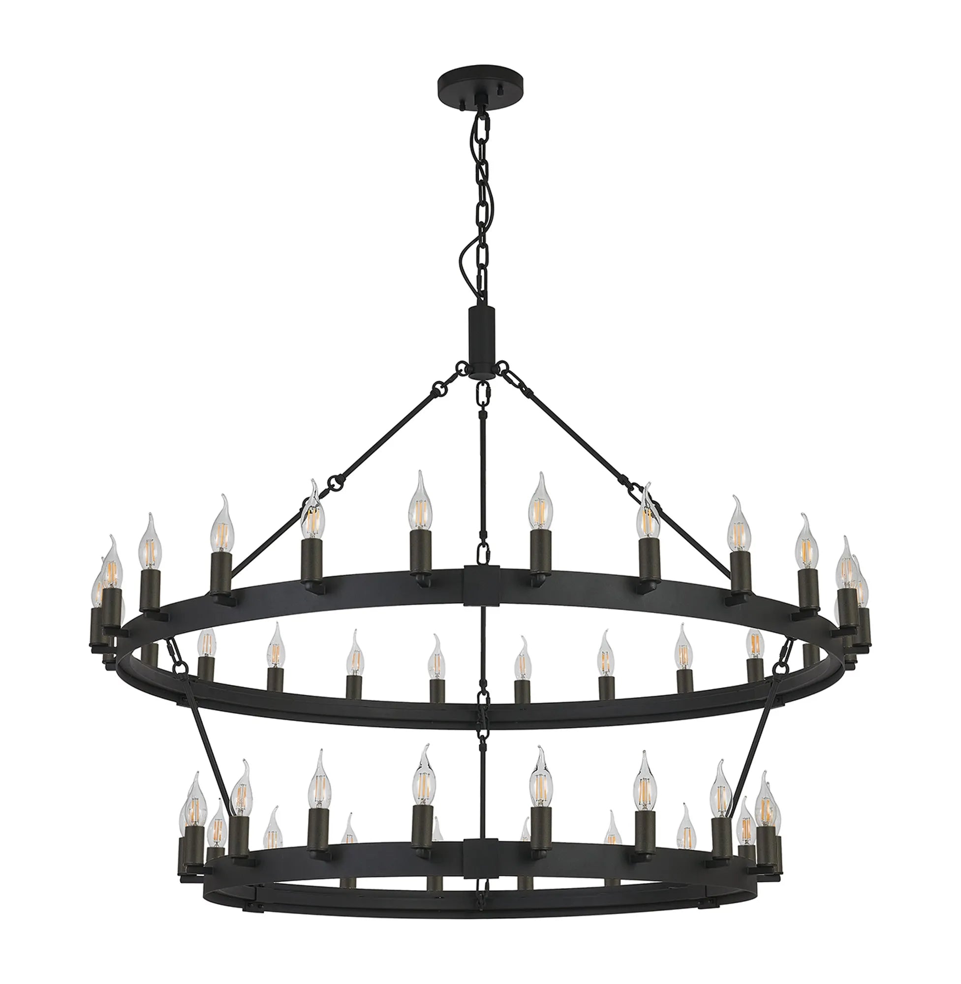 Blare 2 Tier Chandelier- Satin Black/ Polished Nickel Finishes