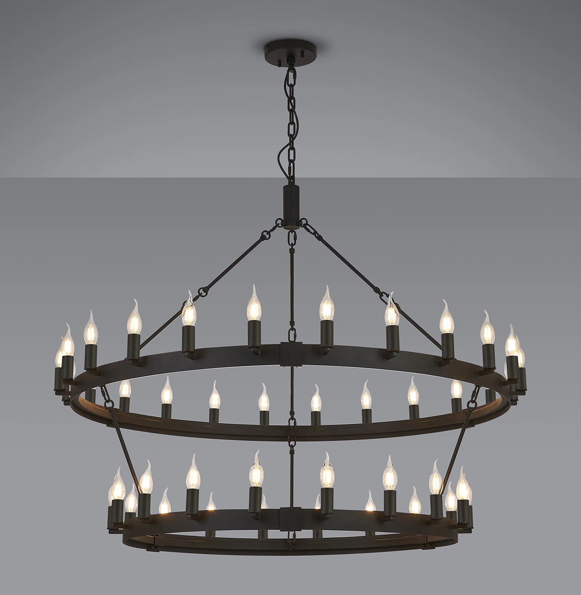 Blare 2 Tier Chandelier- Satin Black/ Polished Nickel Finishes