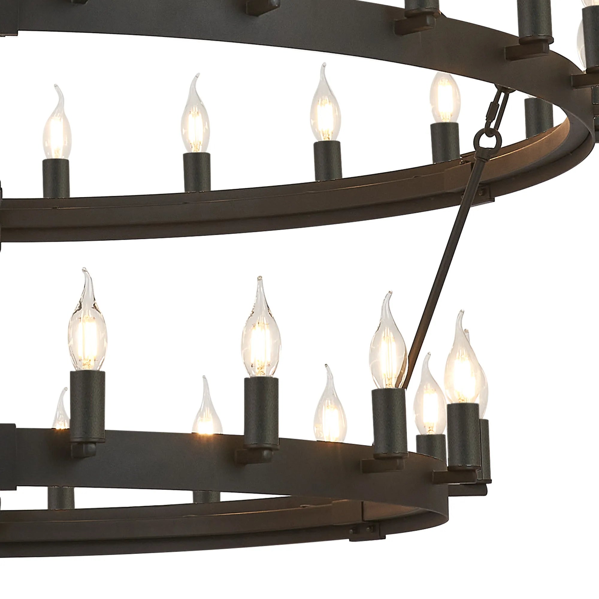 Blare 2 Tier Chandelier- Satin Black/ Polished Nickel Finishes