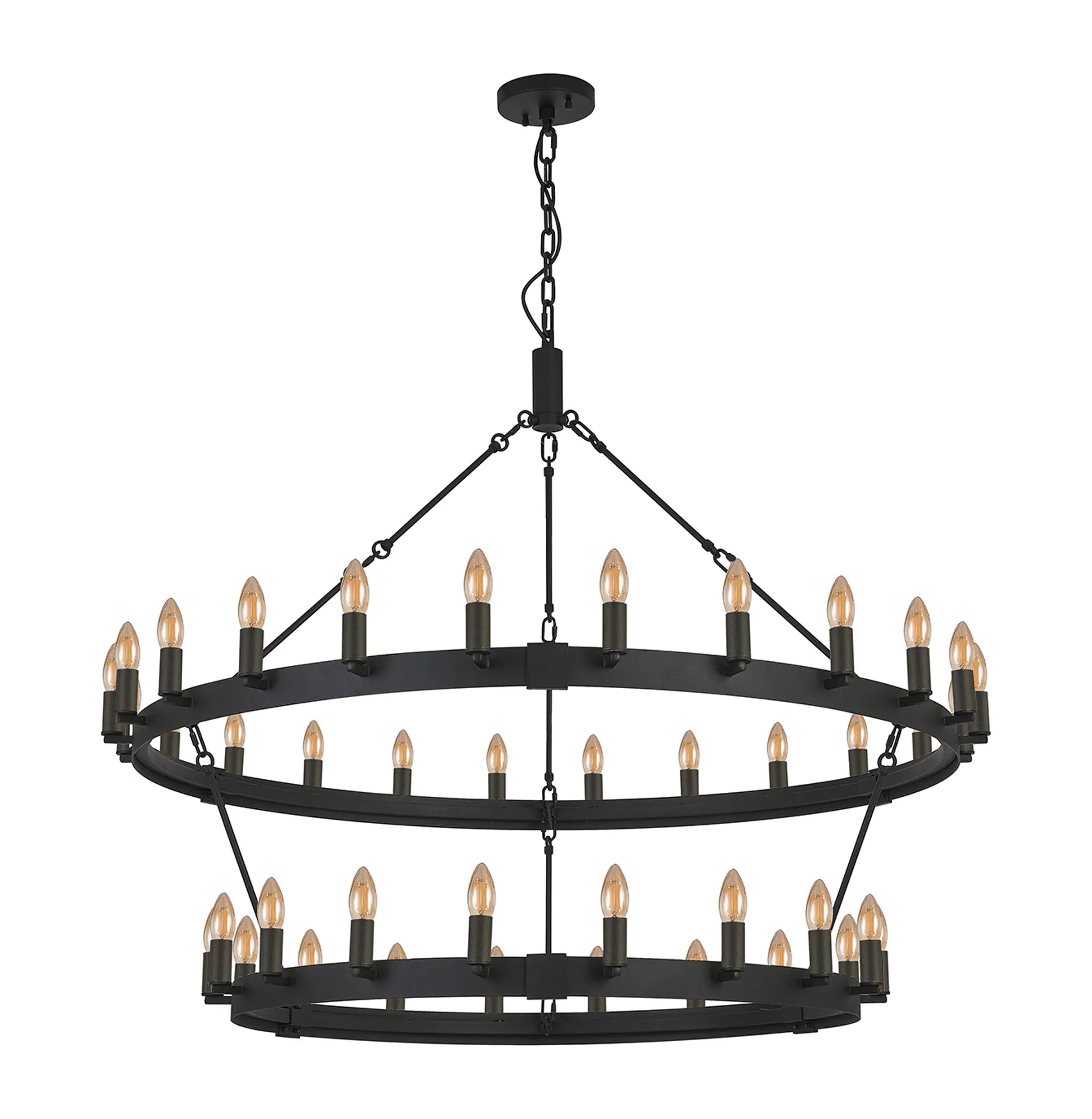 Blare 2 Tier Chandelier- Satin Black/ Polished Nickel Finishes
