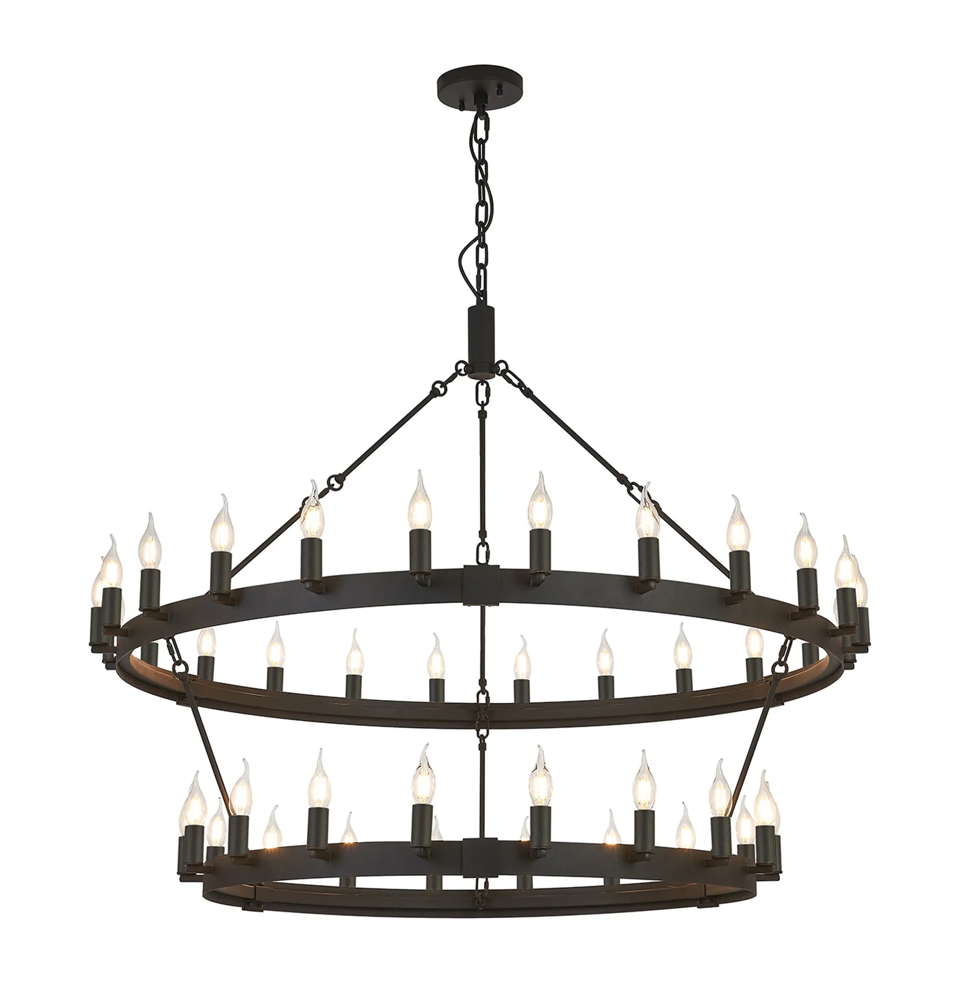 Blare 2 Tier Chandelier- Satin Black/ Polished Nickel Finishes