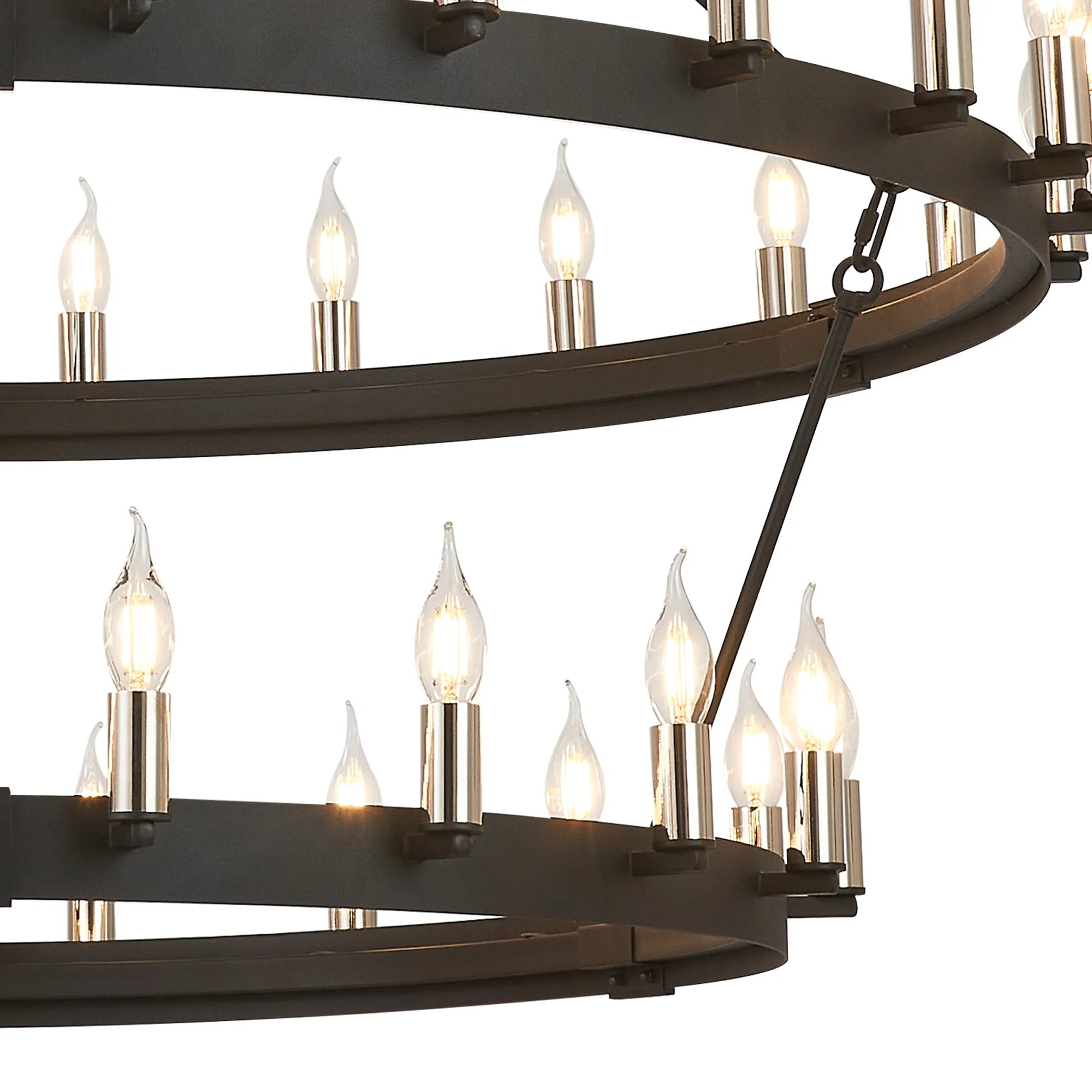 Blare 2 Tier Chandelier- Satin Black/ Polished Nickel Finishes