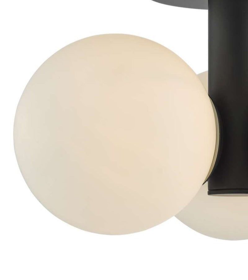 Blake Bathroom 3 Light Semi Flush Matt Black Opal Glass