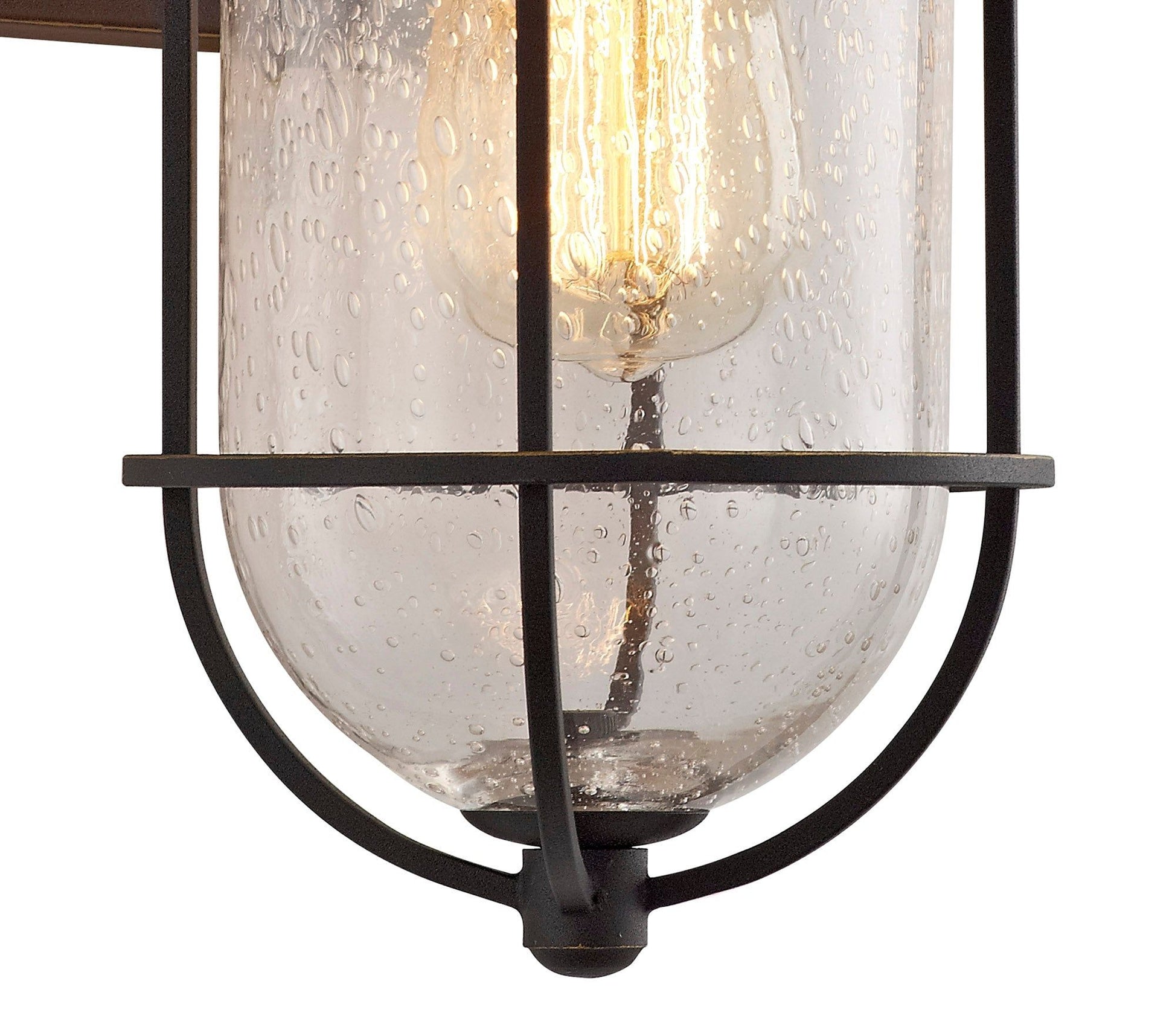 Blitz Wall Lamp, 1 x E27, Black/Gold With Seeded Clear Glass, IP54, 2yrs Warranty