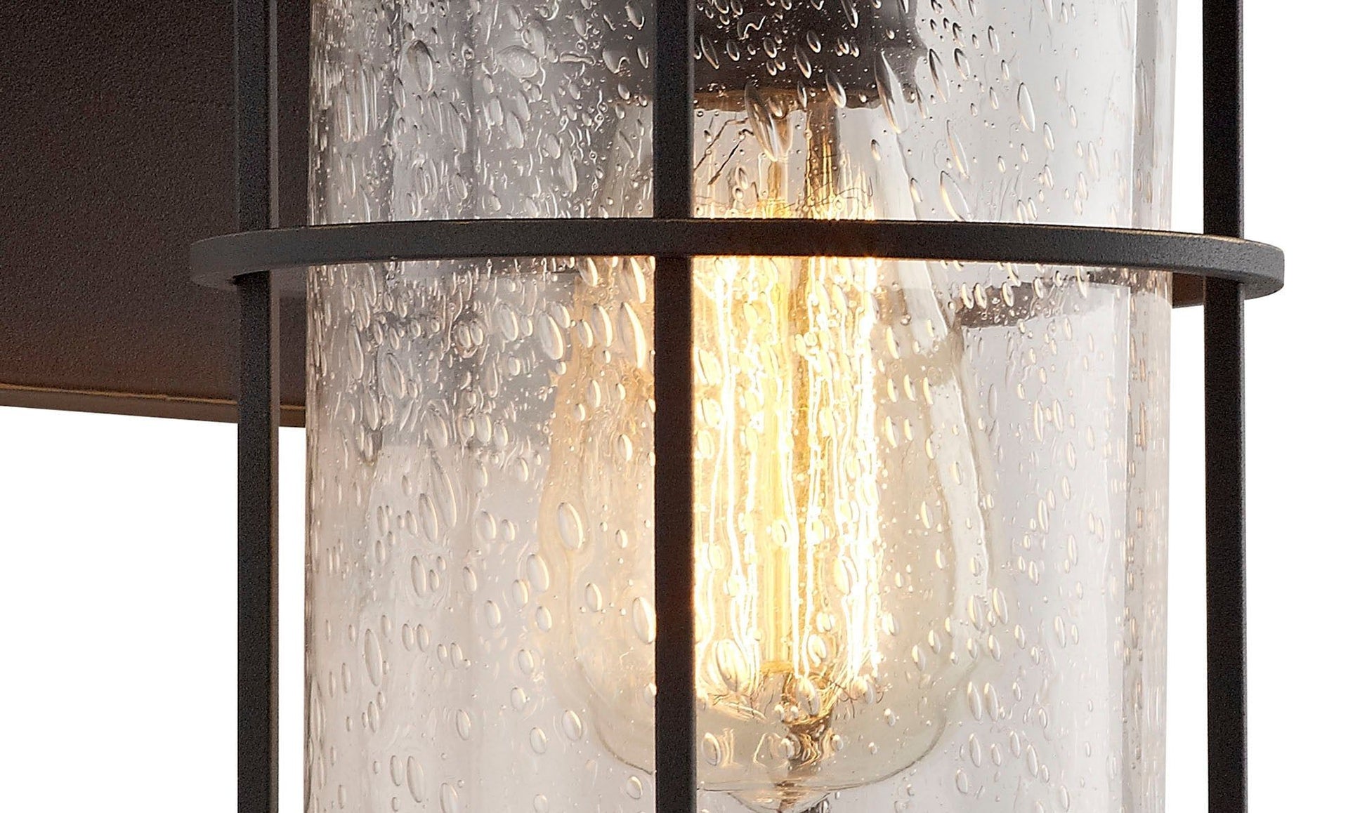 Blitz Wall Lamp, 1 x E27, Black/Gold With Seeded Clear Glass, IP54, 2yrs Warranty