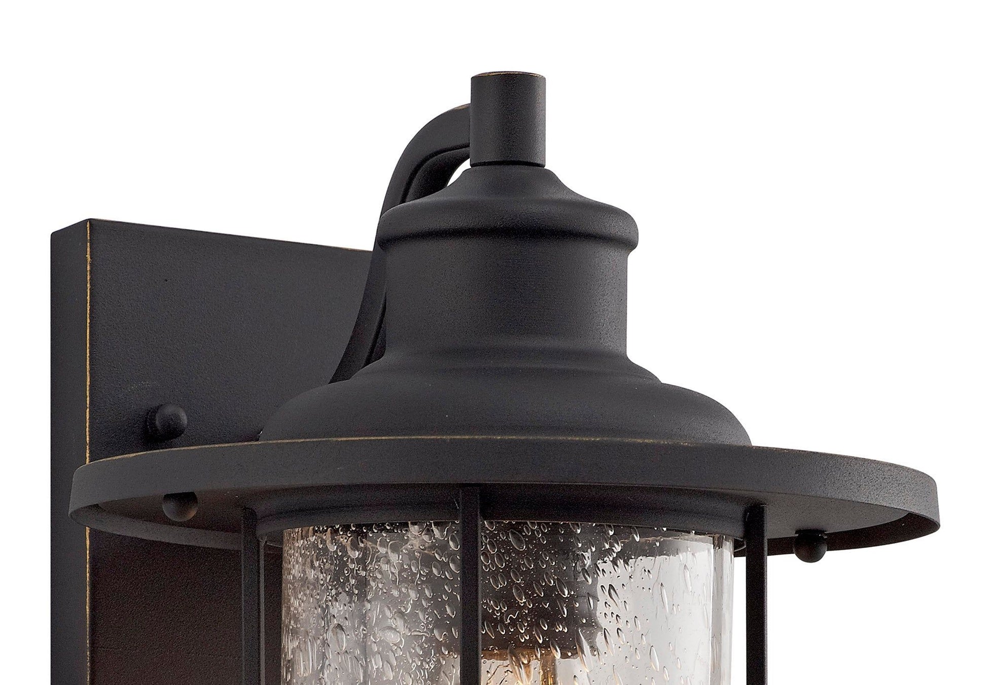 Blitz Wall Lamp, 1 x E27, Black/Gold With Seeded Clear Glass, IP54, 2yrs Warranty