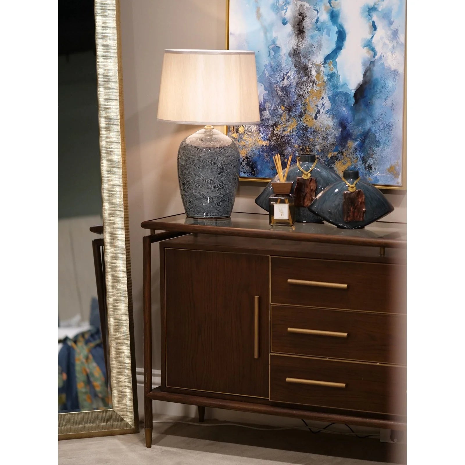 Blue Waves Lamp - Blue & Navy Wave Finish