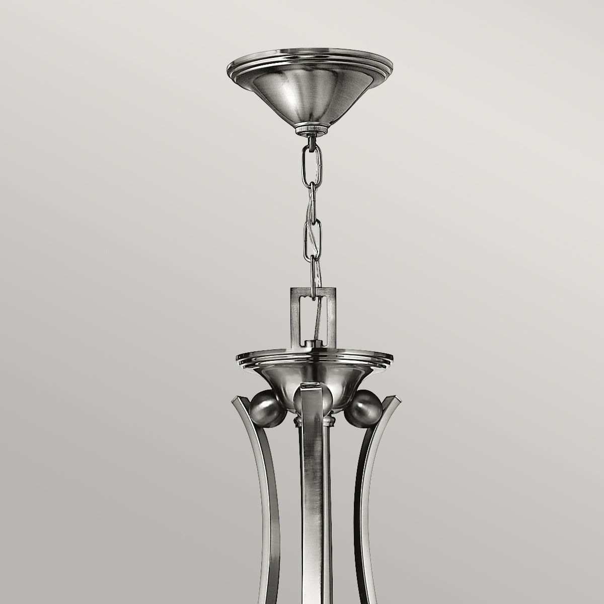 Bolla 9Lt Double Height Ceiling Light - Brushed Nickel Finish