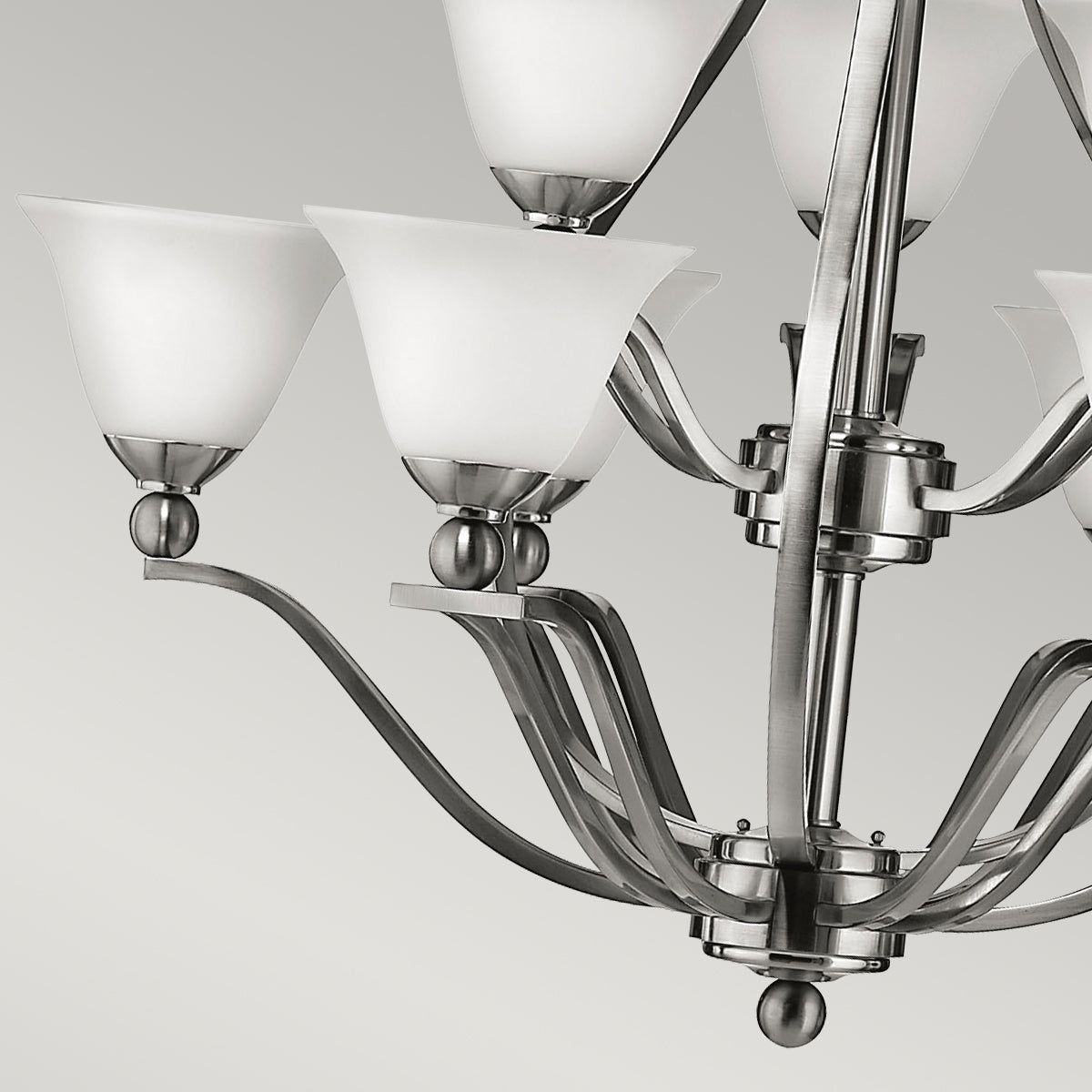 Bolla 9Lt Double Height Ceiling Light - Brushed Nickel Finish