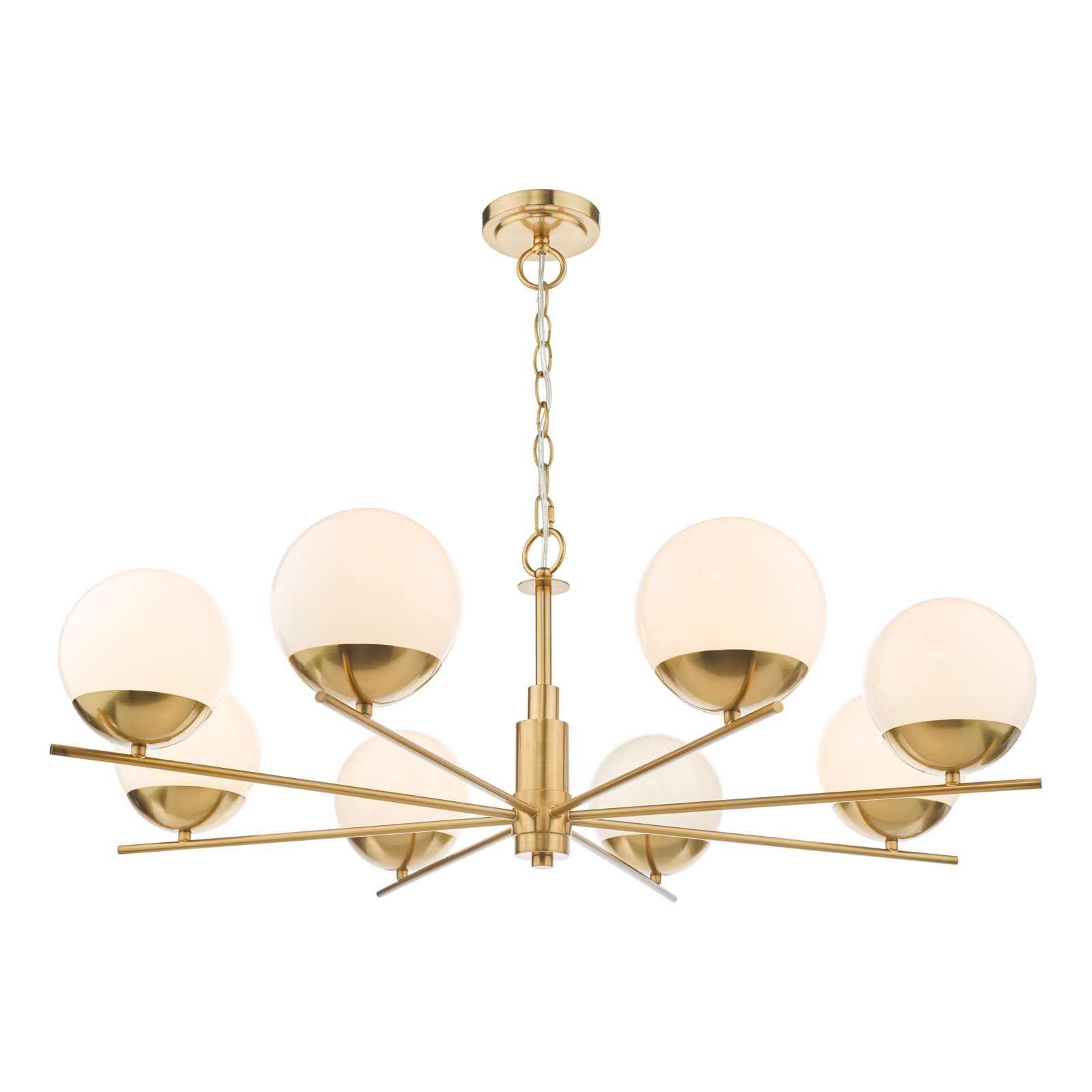 Dar Bombazine Centre Ceiling Light - Natural Brass & Opal Glass IP20