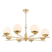 Dar Bombazine Centre Ceiling Light - Natural Brass & Opal Glass IP20