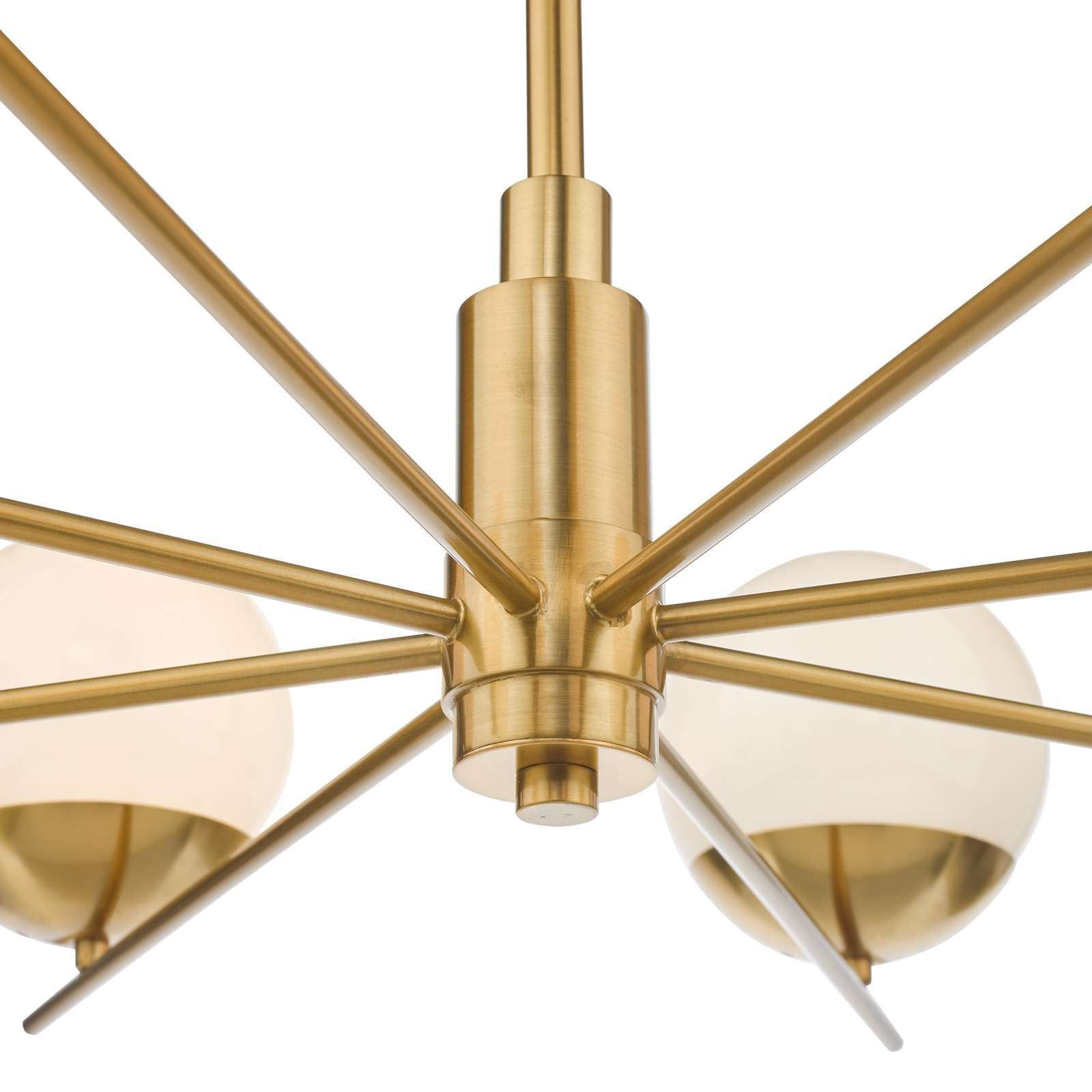 Dar Bombazine Centre Ceiling Light - Natural Brass & Opal Glass IP20