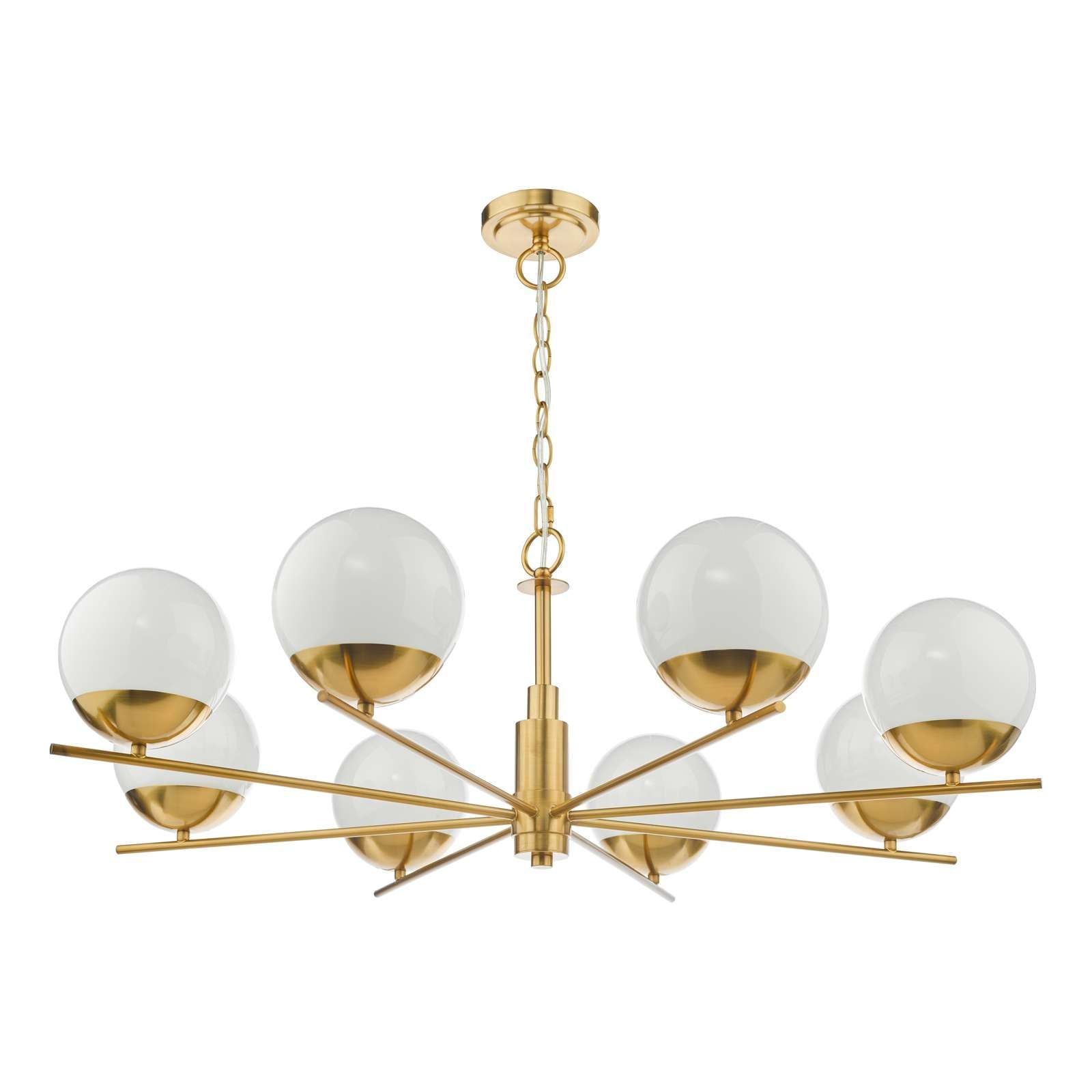 Dar Bombazine Centre Ceiling Light - Natural Brass & Opal Glass IP20